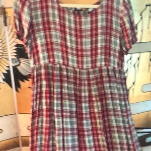 Pink and Silver Puff Sleeve Scoop Neck Sundress Top